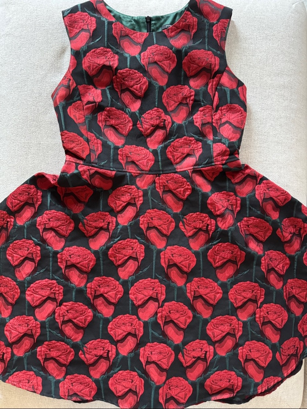 Patrizia Pepe Red and Black Floral Jacquard Dress